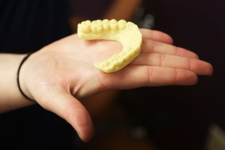A finished mold of a patient’s teeth as Orthodontist Harold Slutsky uses 3-D technology to make braces from start to finish.