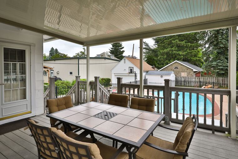 The property is fully landscaped, with a private flower garden, veggie plot, tool shed and a swimming pool.