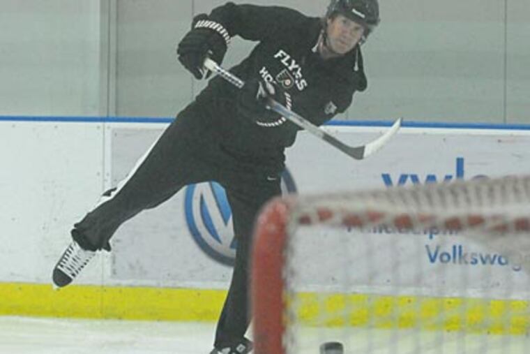 "Having not skated and done anything in 4 1/2 months, you need to take it slowly," Flyers defenseman Chris Pronger. (Photo by Curt Hudson)
