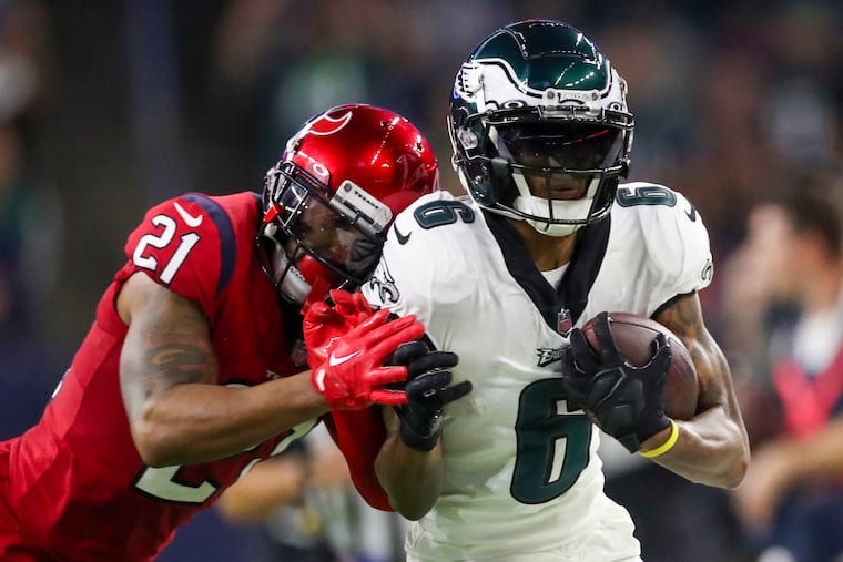 Eagles wide receiver DeVonta Smith is enjoying the team's historic start this season.