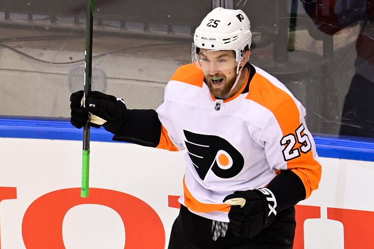 James van Riemsdyk has scored goals in each of the last two games. Saturday will be the fifth Game 7 of his career.