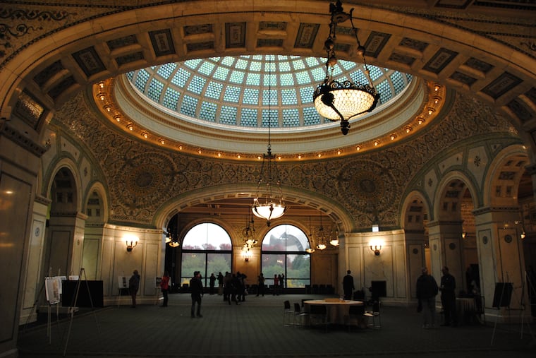 At the Chicago Cultural Center, the 38-foot-diameter Tiffany dome in Preston Bradley Hall, with 30,000 pieces of glass, is the largest Tiffany glass dome in the world -- but only the second-largest glass dome in the building.