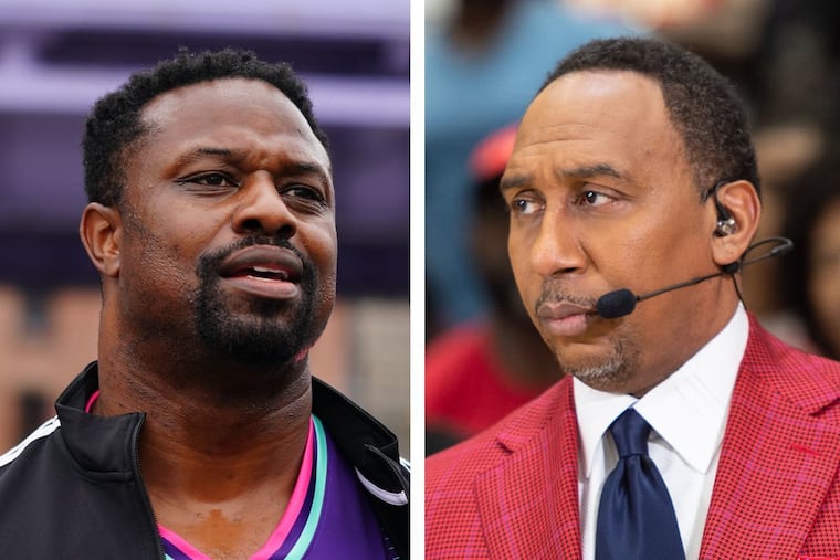 ESPN NFL analyst Bart Scott (left) was widely criticized for his Damar Hamlin take on Stephen A. Smith's "First Take."