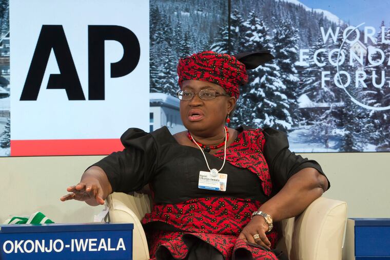 This 2014 photo shows Nigerian Finance Minister Ngozi Okonjo-Iweala during a panel discussion at the World Economic Forum in Davos, Switzerland.