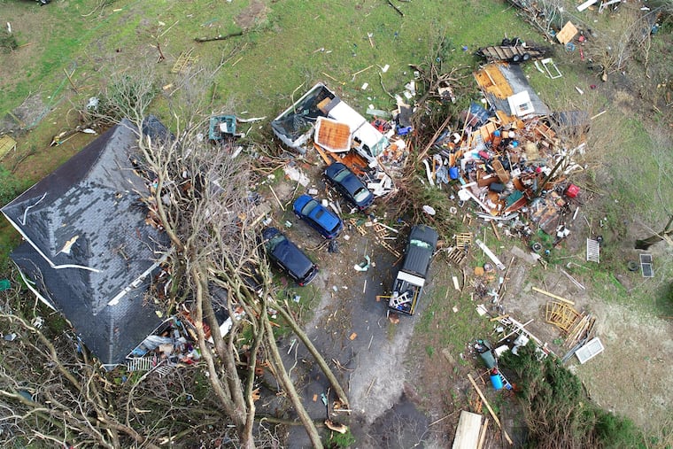 Storm damage in Laurel, Del., on Monday, April 15, 2019.