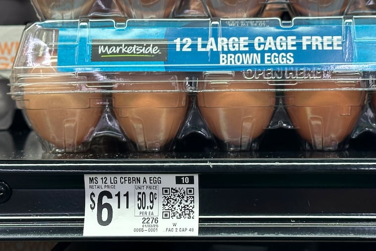Eggs for sale at a grocery store in Windham, Maine, on Monday, Jan. 27, 2025.