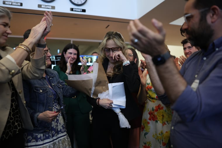 Washington Post reporter Hannah Natanson (center) was part of the team that won the Pulitzer Prize for public service Monday.