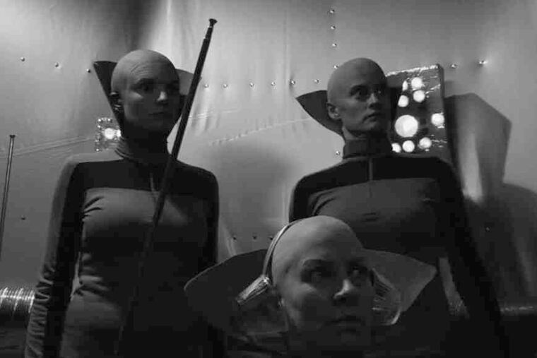 In "Codependent Lesbian Space Alien Seeks Same," visiting aliens are (from left) Jackie Monahan, Cynthia Kaplan, and Susan Ziegler.