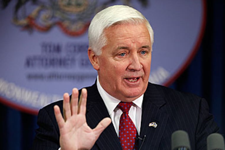 Attorney General Tom Corbett at a news conference. (AP Photo/Carolyn Kaster)