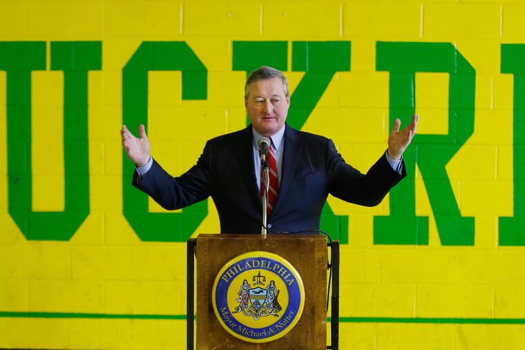 Mayor-elect Jim Kenney came to Duckery Elementary in Philadelphia to talk about his plan for School based family services centers in community schools on Monday morning.