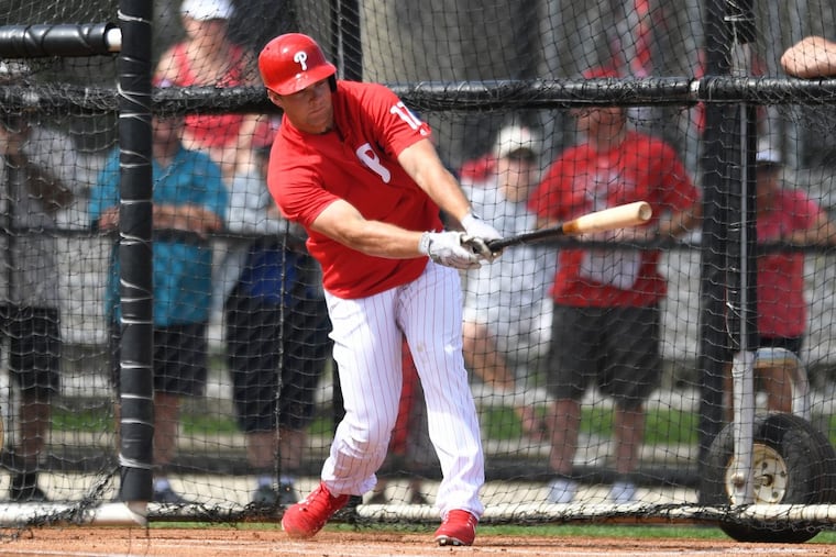 Rhys Hoskins believes he has the talent to keep up with power hitters like Aaron Judge and Giancarlo Stanton.