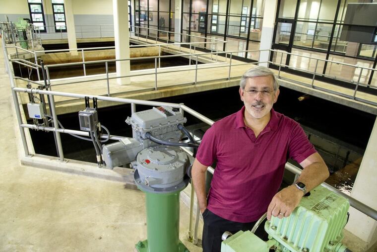 Mark W. LeChevallier, vice president and chief environmental officer for American Water Works Co. in Voorhees, stands in the filtration room of the company’s Delran water-treatment plant.