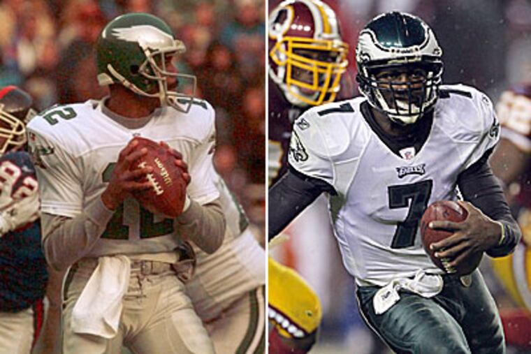 Michael Vick's play has drawn comparisons to former Eagles QB Randall Cunningham. (AP and Staff Photos)