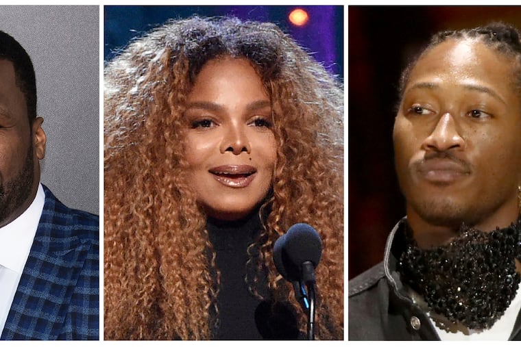 This combination photo shows, from left, rapper 50 Cent, singer Janet Jackson and rapper Future who have been added to the lineup for the Jeddah World Fest, the concert in Saudi Arabia. Nicki Minaj pulled out of the concert after human rights organizations urged her to cancel her appearance.
