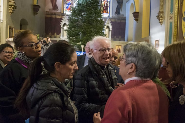 Father Michael Doyle, the legendary priest of Sacred Heart Church in Camden, was honored Monday for his more than 50 years of service to the community.
