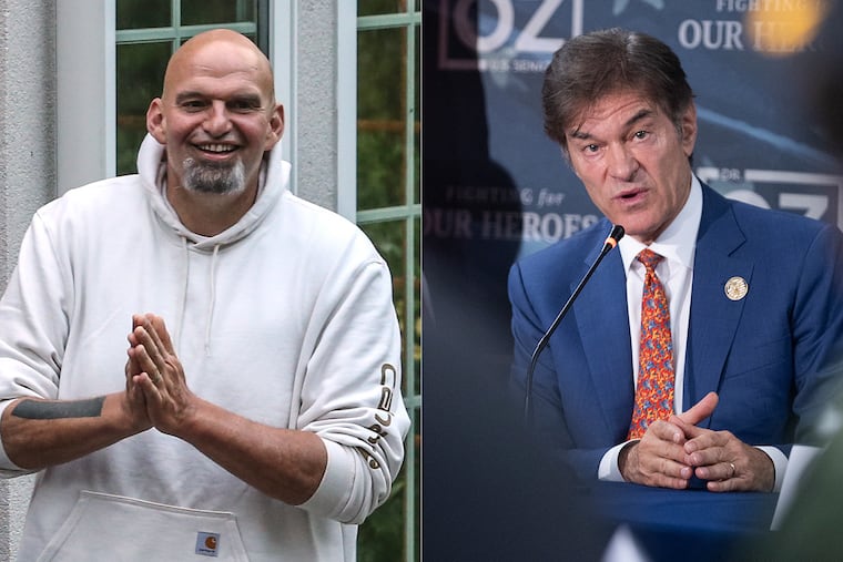 U.S. Senate candidates John Fetterman (left) and Mehmet Oz