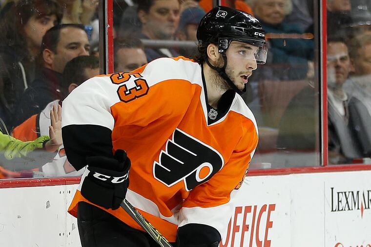 The Flyers' Shayne Gostisbehere in action against the Los Angeles Kings.