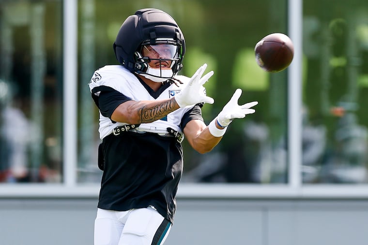 Eagles wide receiver Makai Lemon during training-camp practice.