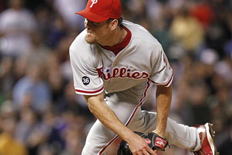 Brad Lidge allowed one run while saving the game for the Phillies. (AP Photo/Barry Gutierrez)
