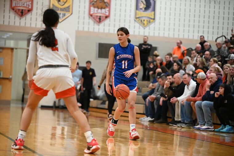 Senior Lola Ibarrondo, who's committed to Holy Family, plays against Perkiomen Valley on Feb. 24.