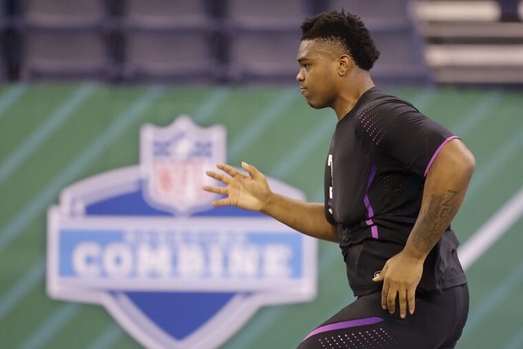 Oklahoma offensive lineman Orlando Brown had a rough showing at the NFL Scouting Combine, but that could be to the Eagles’ benefit.