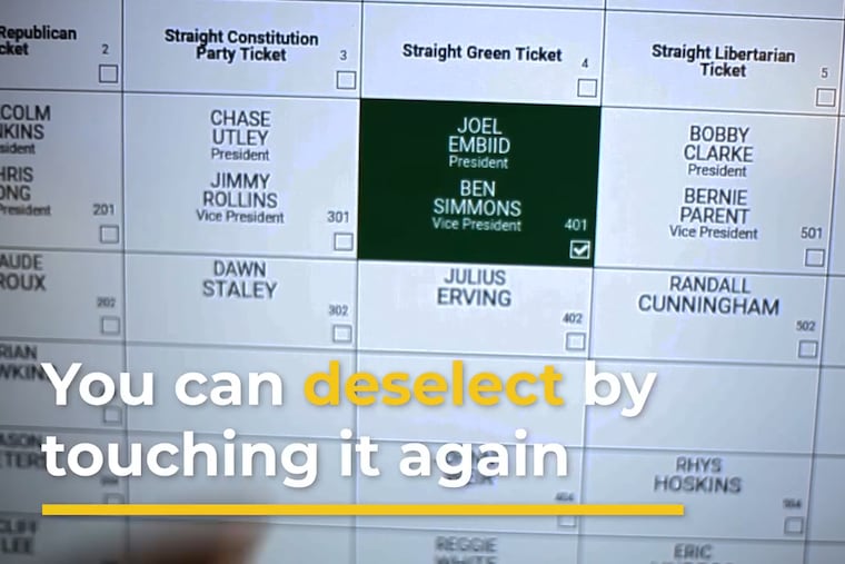 A screenshot of the how-to vote video from the Philadelphia City Commissioner's office.