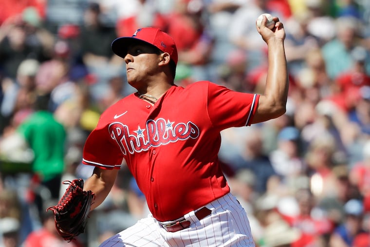 Phillies pitcher Ranger Suarez pitches during the first inning against the Baltimore Orioles on Sunday.