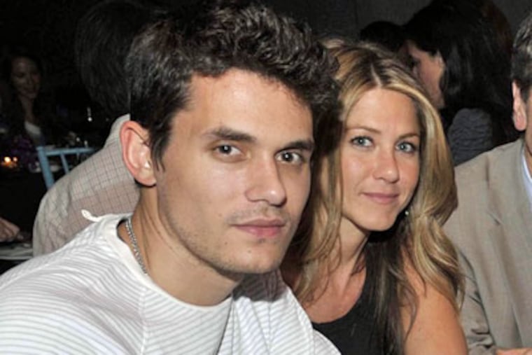 John Mayer and Jennifer Aniston: Their uncertain relationship was one of the big little celeb stories of 2008. (Lisa Rose / Associated Press)