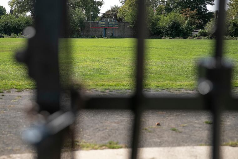 Frankford Stadium can be seen through a locked gate in Philadelphia on Thursday, Sept. 03, 2020.