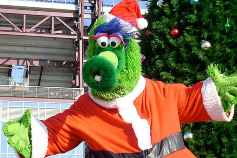 The Phanatic dressed as Santa.