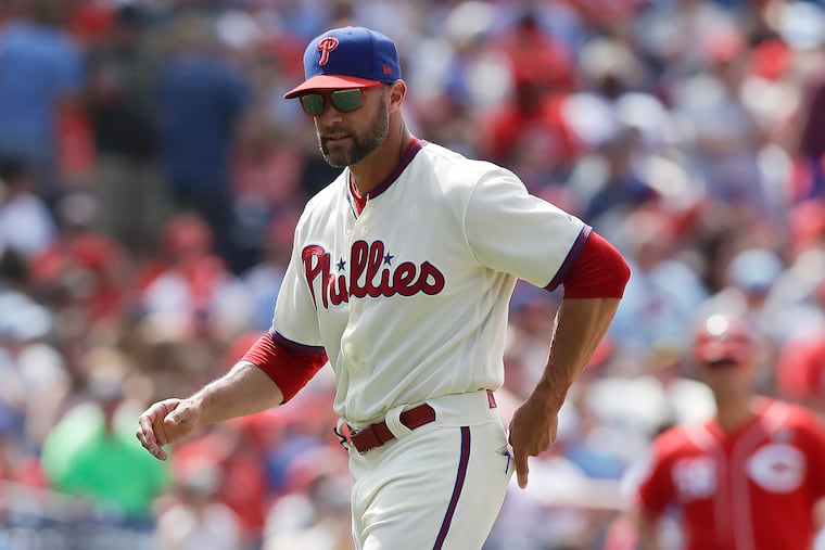 Phillies Manager Gabe Kapler after replacing pitcher Aaron Nola against the Cincinnati Reds on Sunday, June 9, 2019 in Philadelphia.