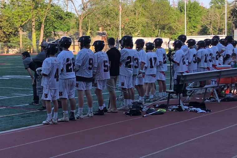 The Haddonfield High school boys lacrosse team (white uniform) played Cherry Hill East Tuesday. Haddonfield won, 20-6.