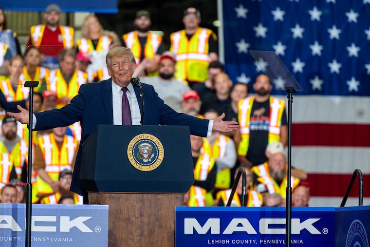 President Donald Trump travels to the Lehigh Valley to visit Mack Trucks in Macungie Tuesday, June 23, 2026.