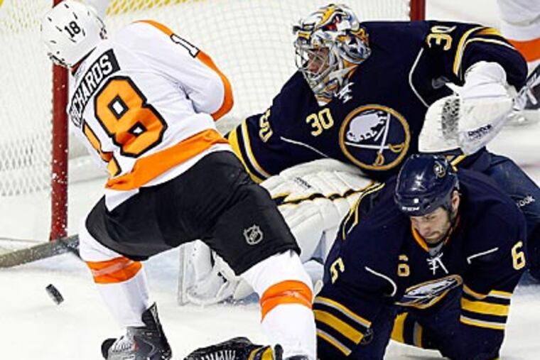 Sabres goalie Ryan Miller stopped all of the Flyers' 32 shots during Game 4. (Yong Kim/Staff Photographer)