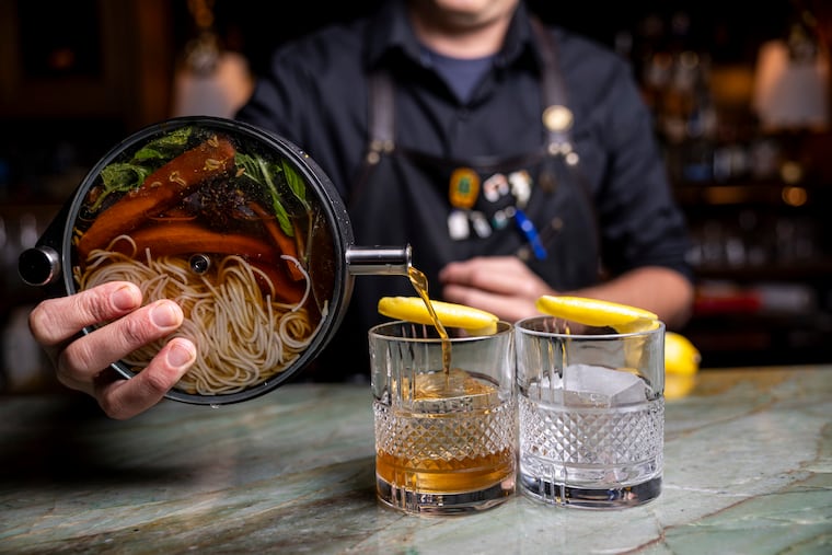 Bartender Curtis Daulerio pours a Circle Jawn at Jade Rabbit in Wayne.
