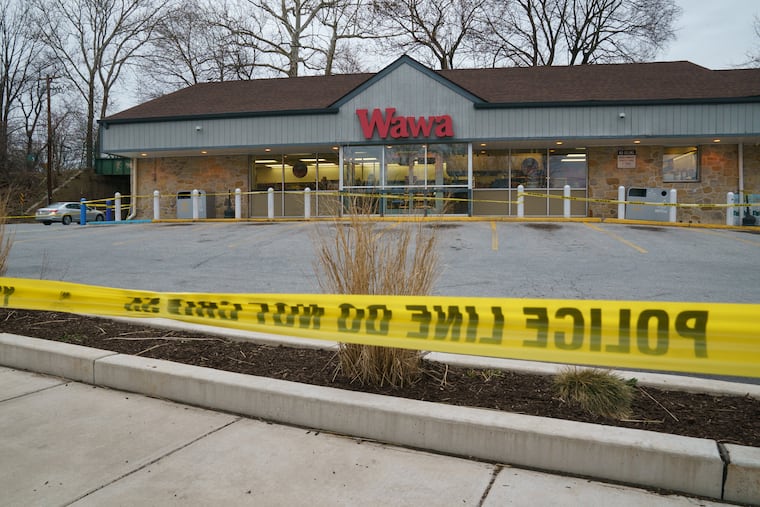 Police tape is in place at the location of a fatal shooting inside a WAWA, at 151 Sugartown Road, in Radnor, PA, March 29, 2019.