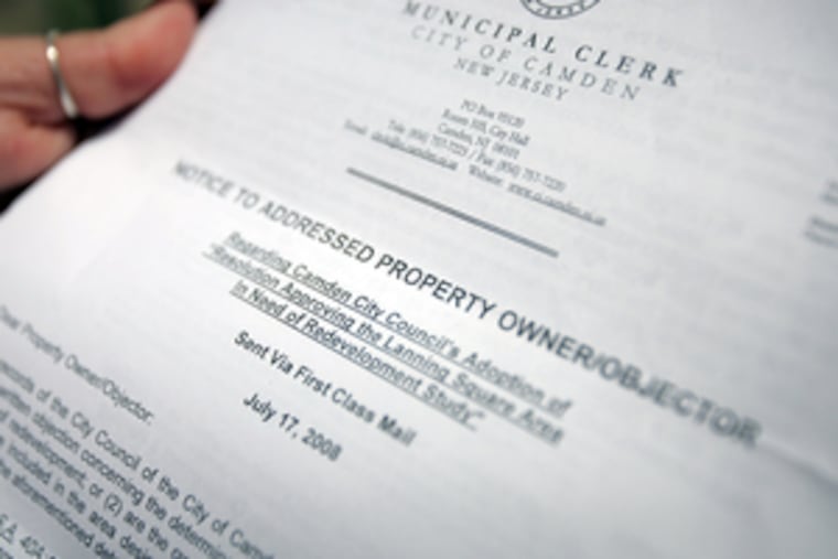 The city's letter contains detailed legal terms and phrases, making some residents of Lanning Square fear that all of their homes will be taken by eminent domain for redevelopment.