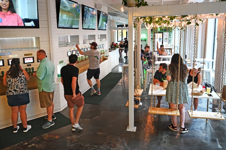 Tapster, the new self-service “bar” at 16th and Sansom Streets, on Sunday. Customers can pour their own from 54 taps.