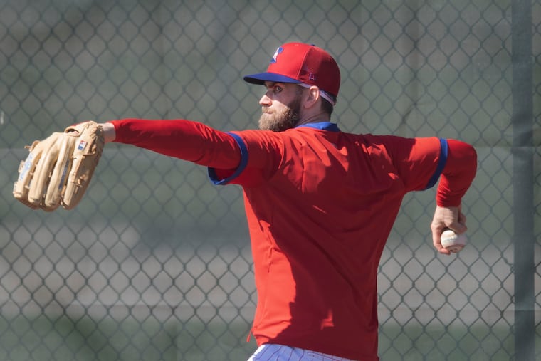 Phillies right fielder Bryce Harper overhauled his throwing mechanics in the offseason.