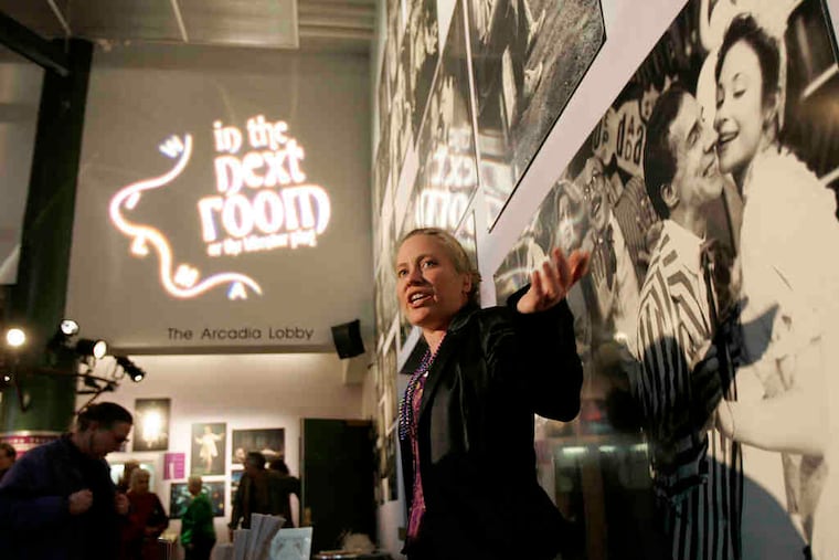 Kali Morgan in the lobby of the Wilma Theater, where she set up a display of vintage vibratorsto accompany the Wilma's production of "In the Next Room."