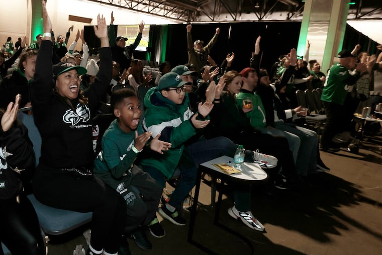 Eagles fans go wild during the Verizon Fan Fest at the Pennsylvania Convention Center in Philadelphia.