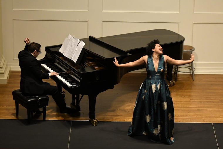 Soprano Julia Bullock and pianist John Arida Tuesday night at the American Philosophical Society.