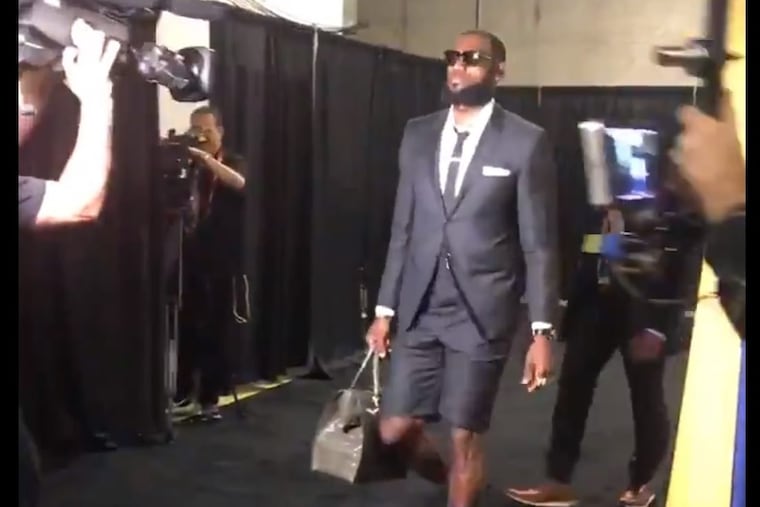 LeBron James in a Thom Browne short suit