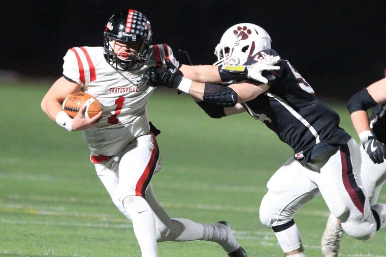 Quarterback Ricky Ortega (1) and Coatesville will be tested by St. Joseph’s Prep’s stifling defense in Friday’s Class 6A semifinal.