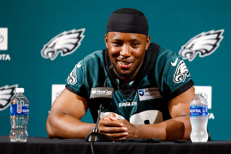 Eagles running back Saquon Barkley is primed for his eighth NFL season.