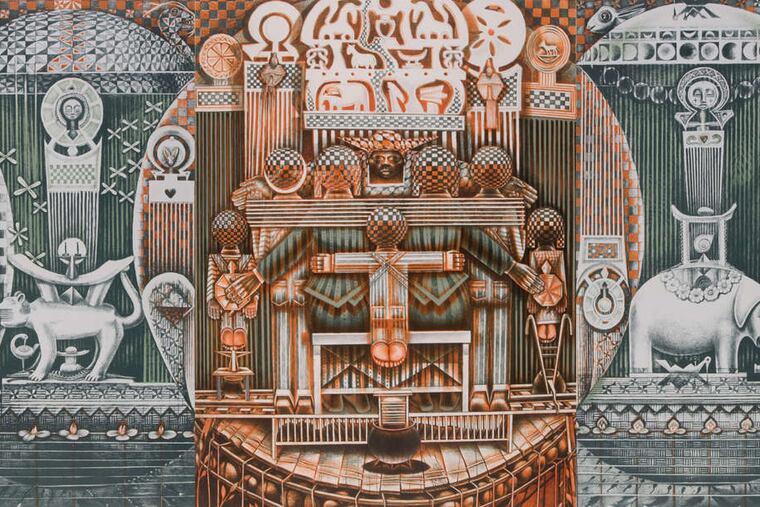 "Family Ark," a print by John Biggers, one of the nationally known artists in the Art Museum show testifying to Brandywine Workshop's significance to long-neglected or ignored minority artists.