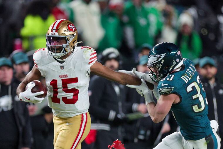 Jauan Jennings was among the 49ers' offensive heroes on a day when the Eagles defense played one of its worst games — at the worst possible time.