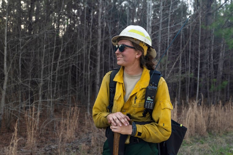 This photo provided by Holly Tuckett shows wildland firefighter Sydney Watson at the North Carolina WRTEX event near Singletary Lake, N.C., on Feb. 27, 2023.