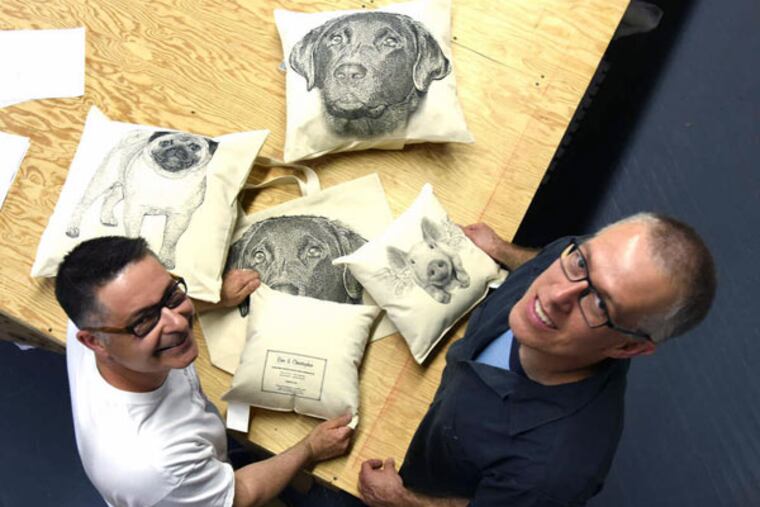 Eric & Christopher products created by Eric Fausnacht (left) and Christopher Kline, at their Perkasie facility. "Who knew this was going to become a business," Fausnacht said. (BRADLEY C BOWER/For The Inquirer)