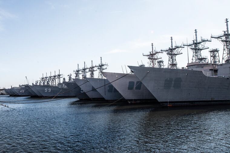 Ships stored at the Naval Inactive Ship Maintenance Facilty at the Navy Yard.